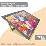 TELY Foldaway Puzzle Board Felt Mat for up to 1000 Pieces of Jigsaw Puzzle, Foldable for Easy Storage, Portable Puzzle Pad, (Black/9mm Thickness) TELY