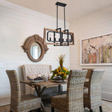 Lingkai Farmhouse Chandelier Rustic Kitchen Island Light Fixture, Industrial Pendant Lighting Fixtures Wood and Metal for Dining Room Pool Table Lingkai