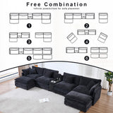 VEPXXP Oversized Modular Sectional Sofa, 159" Modern Large 6 Seater U Shaped Sectional Couch with Ottoman, Comfy Cloud Couches with Cup Holders & USB for Living Room, Spacious Space (Black) VEPXXP