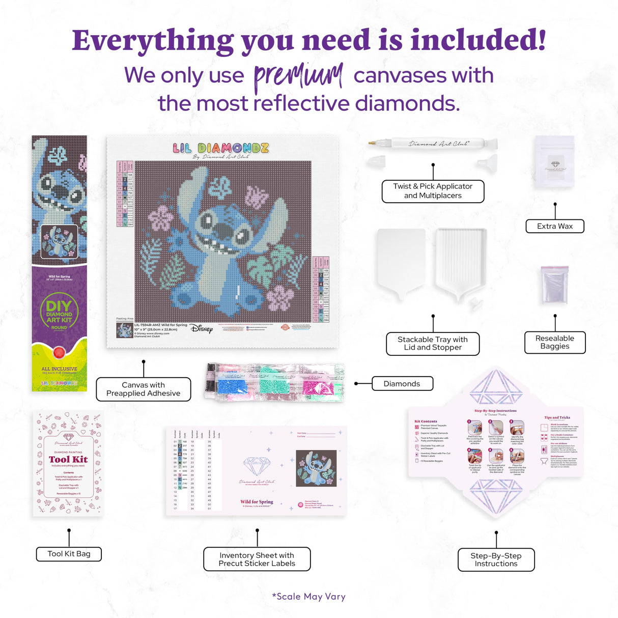DIAMOND ART CLUB Wild for Spring Diamond Painting Kit, Fun DIY Crafts for Adults, Round Diamond Art Canvas for Beginners, 10" x 9" (25cm x 22.8cm) DIAMOND ART CLUB