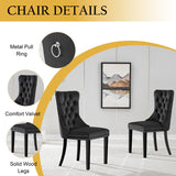 Modehodei 5-Piece Glass Dining Table Set for 4, Include 36" Round Tempered Glass Kitchen Table and 4 Black High Back Chairs for Dining Room, Living Room (Gold Legs) Modehodei