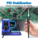 WEP 926LED V3 Soldering Iron Station Kit with Solder Wire, 5 Soldering Tips, Tip Cleaner,Tweezers, Desoldering Pump with Temperature Control, Sleep Mode, C-F Conversion Function WEP