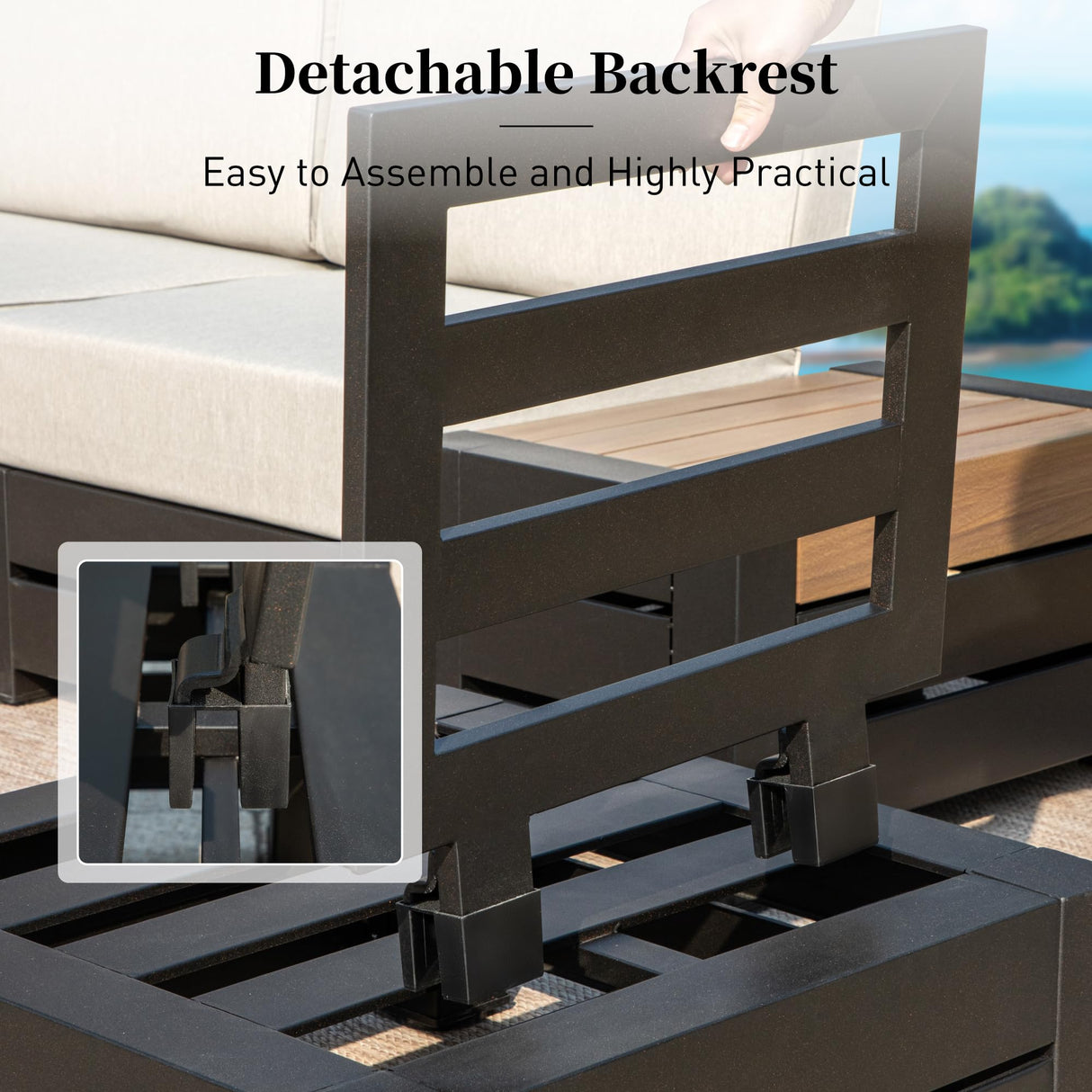 SUNSHINE VALLEY Upgraded 4 Piece Metal Patio Sectional Furniture Set with 5.9" Thick Cushion, Outdoor Furniture Conversation Set with Coffee Table, Patio Modular L Shape Sofa for Backyard Deck Outside SUNSHINE VALLEY