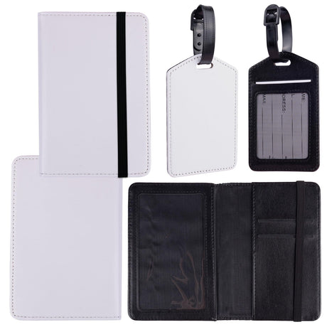 Framendino, 4 Pack Sublimation Passport Cover and Luggage Tag Set Leather Blank Tavel Passport Book Holder Wallet Cover with Travel ID Tag for Business Travel Framendino