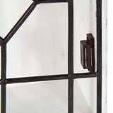 Kate and Laurel Megara Decorative Wooden Wall Hanging Curio Cabinet for Open Storage with Decorative Black Iron Door, Whitewash Finish Kate and Laurel