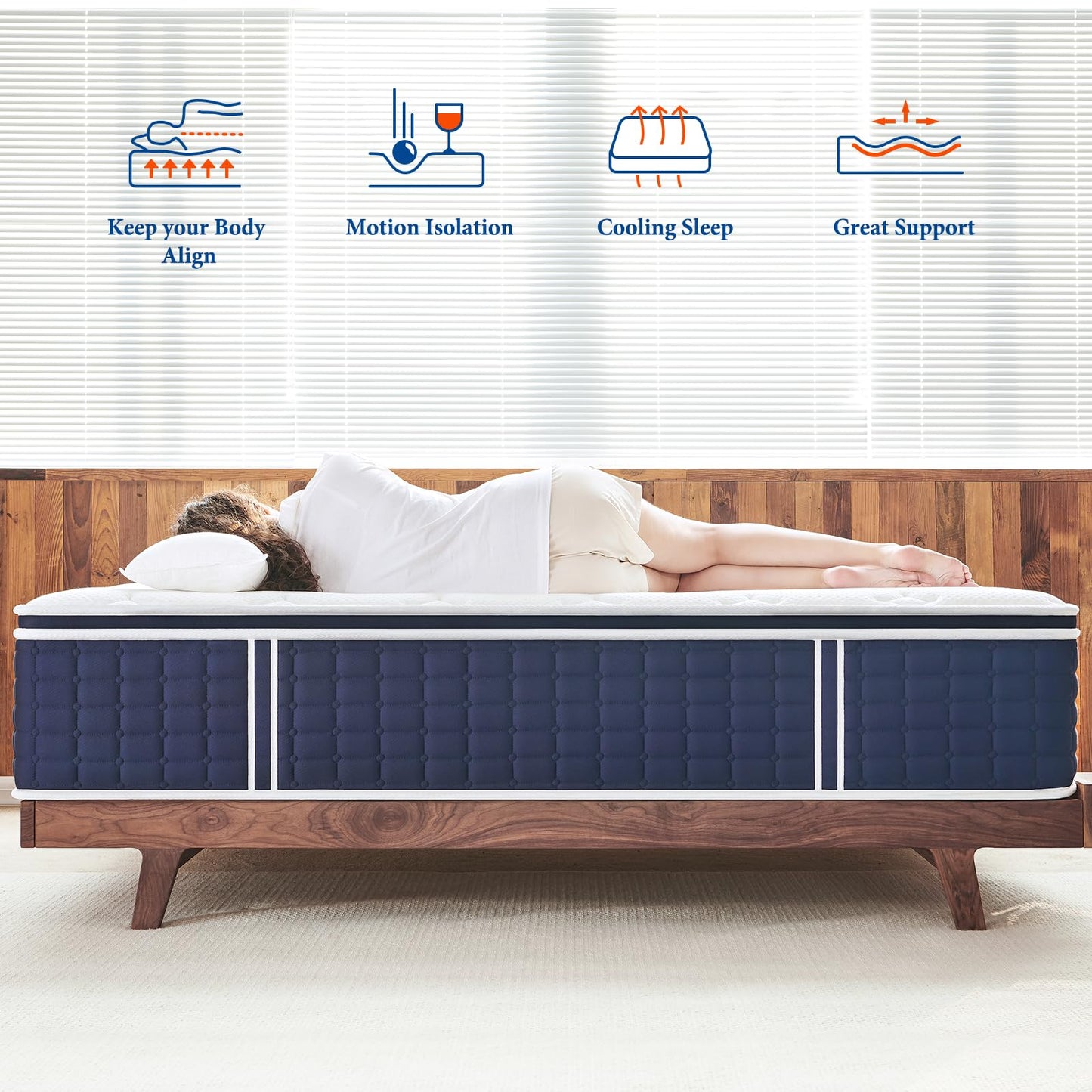 Coolvie 14 Inch King Size Mattress, Hybrid King Mattress in a Box, Medium Feel, 4 Layer Premium Foam with Pocket Springs for Motion Isolation & Pressure Relieving, 100-Night Trial