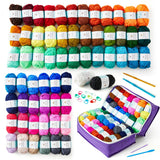 INSCRAFT 62 Acrylic Yarn Skeins, 2170 Yards, Perfect Crochet Beginner Kit for Adults INSCRAFT