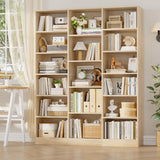 FACBOTALL Triple Wide Bookshelf, 6 Tier Large Bookshelf, Bookcase with 17 Open Display Shelves, 74'' Tall Bookcases and Bookshelves for Living Room, Home Office, Library, Light Oak FACBOTALL