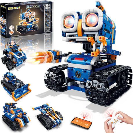 Demkia 5in1 STEM Robot Building Kit, 560 PCS APP/Remote Control Mech RC Robotics for Kids Ages 8-12, Science Kit Coding Robots Toy Set, Birthday Gifts for Boys Age 8-14+ Demkia