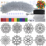 Winlyn 24 Sets Lotus Flower Suncatcher Wind Chimes Decorations DIY Window Paint Art Stickers Craft Kits Flower Sun Catchers for Kids Classroom Birthday Spring Summer Party Activities Art Project Winlyn