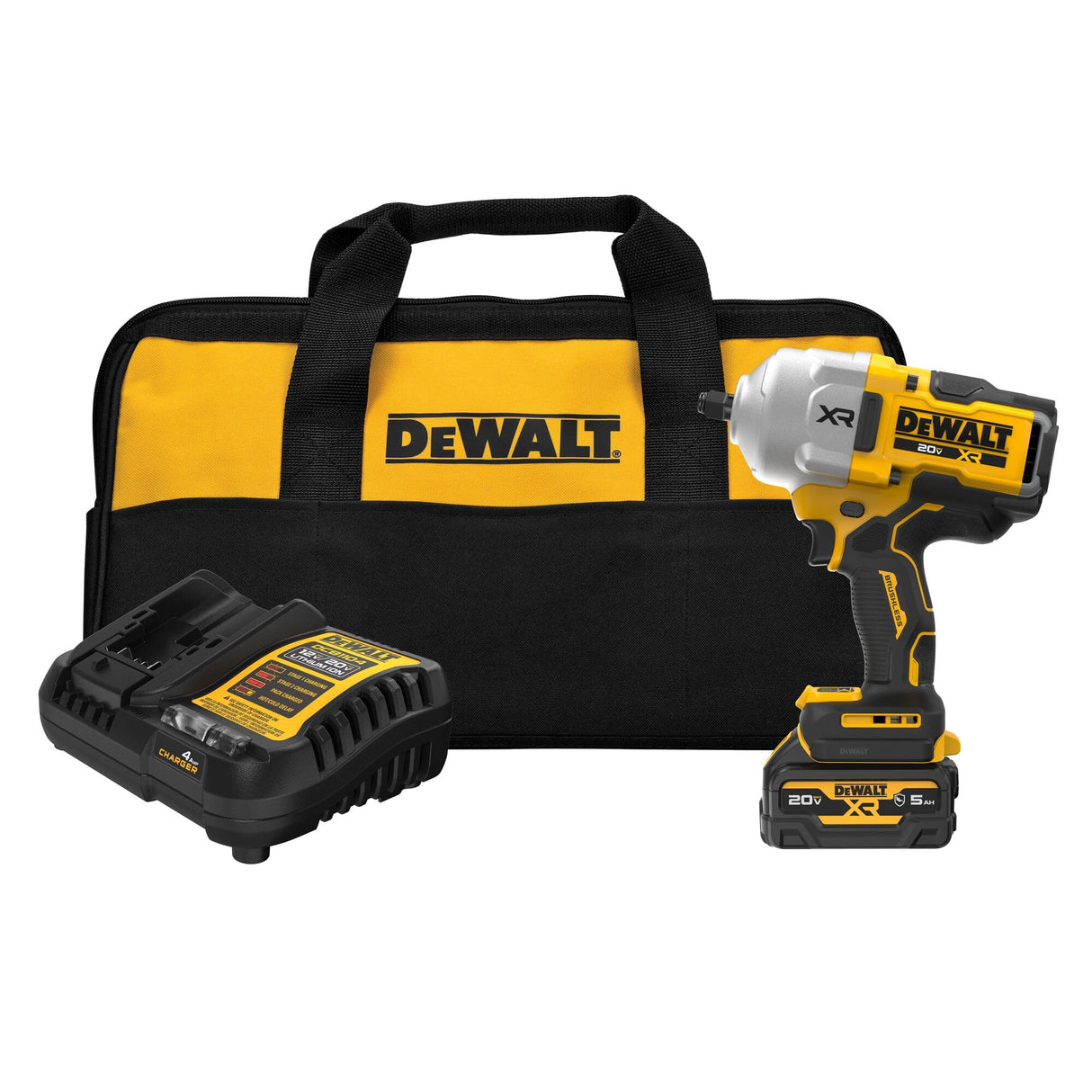 DEWALT 20V MAX XR 1/2 Inch Cordless Impact Wrench Kit with Hog Ring Anvil, Battery and Charger Included (DCF961GP1) DEWALT