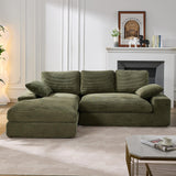 GNIXUU Corduroy Cloud sectional couches for Living Room, 98.4" Fluffy Large L Shaped Sofa with Deep Seat & Comfy Chaise, Upholstered Modular 3 Seat Couch Sleeper for Apartment, Studio, Office, Green GNIXUU