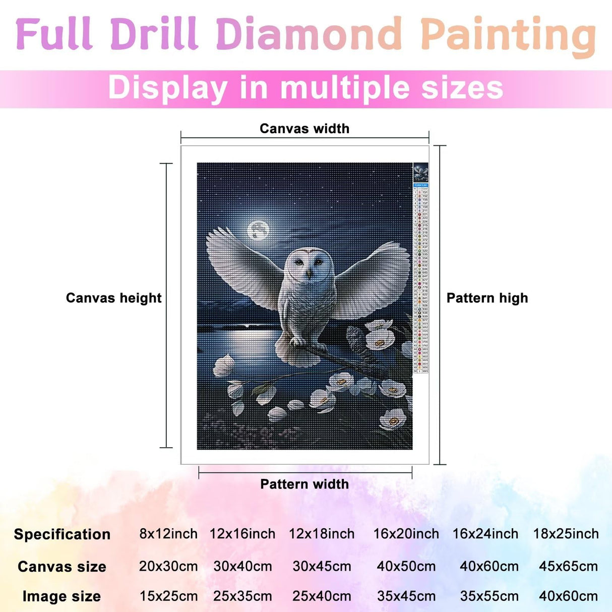 Owl Diamond Painting Kit for Adults - Night 5D Diamond Art Kit, Full Diamond Painting, Gemstone Arts and Crafts for Beginners Kids Home Wall Decor 8x12 inches Champi
