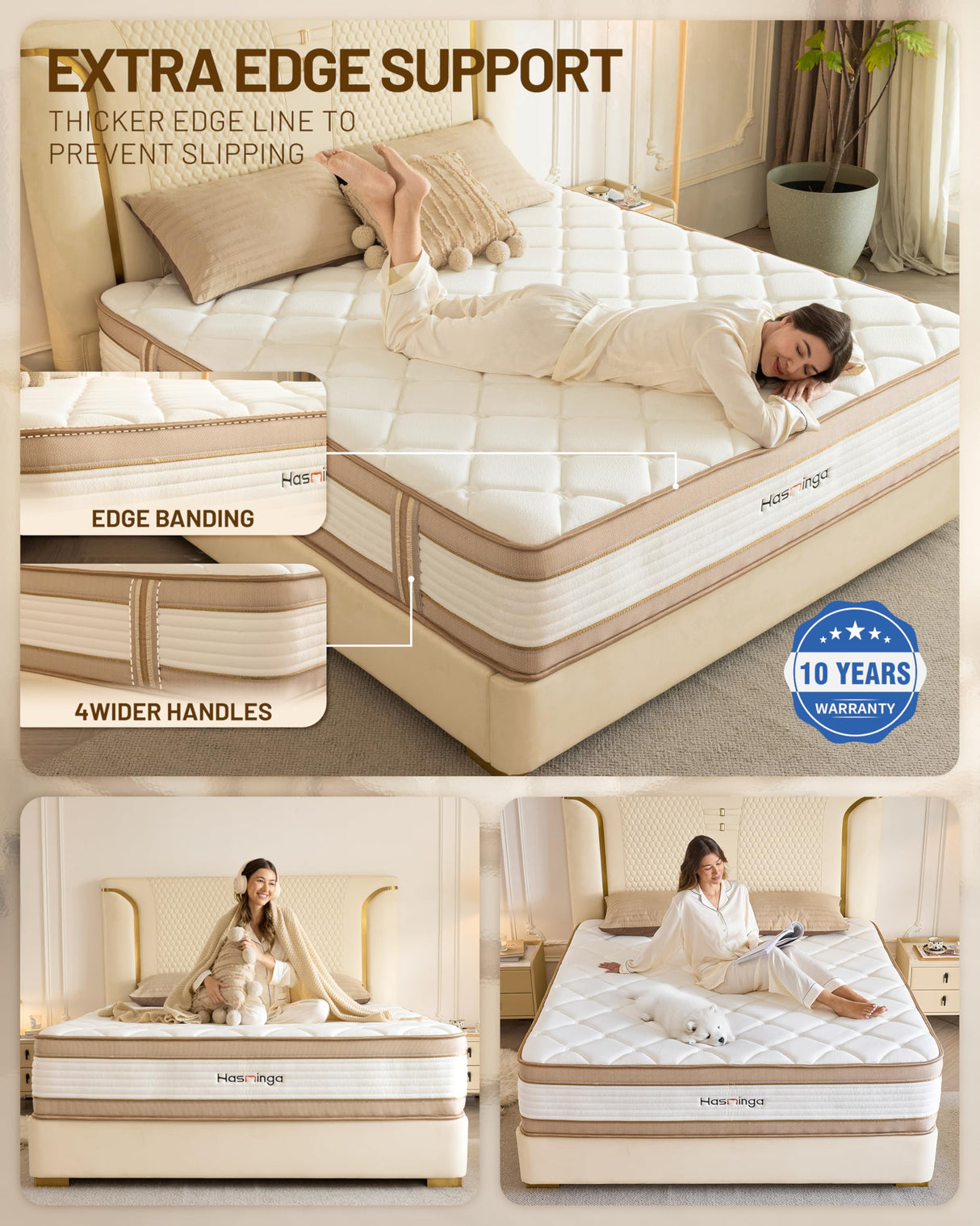 12 Inch Full Mattress, Hybrid Medium Firm Memory Foam Mattress with Innerspring, Reinforced Edge Support, Cooling Gel Pillow Top, Pressure Relief & Motion Isolation, Bed in a Box, Queen/King Size HASNINGA