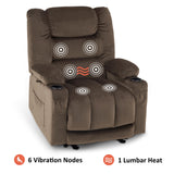 MCombo Large Power Recliner Chair with Heat and Vibration, USB Ports, Cup Holders, Electric Reclining for Living Room PR670 (Dark Brown Large 25.5" Seat Width) MCombo
