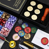 SWANGSA Botanical Flower Wax Seal Stamp Kit with 450pcs Sealing Wax Beads, 2 Pens and Spoon for Wedding, Invitations, Cards, Envelope, Christmas SWANGSA