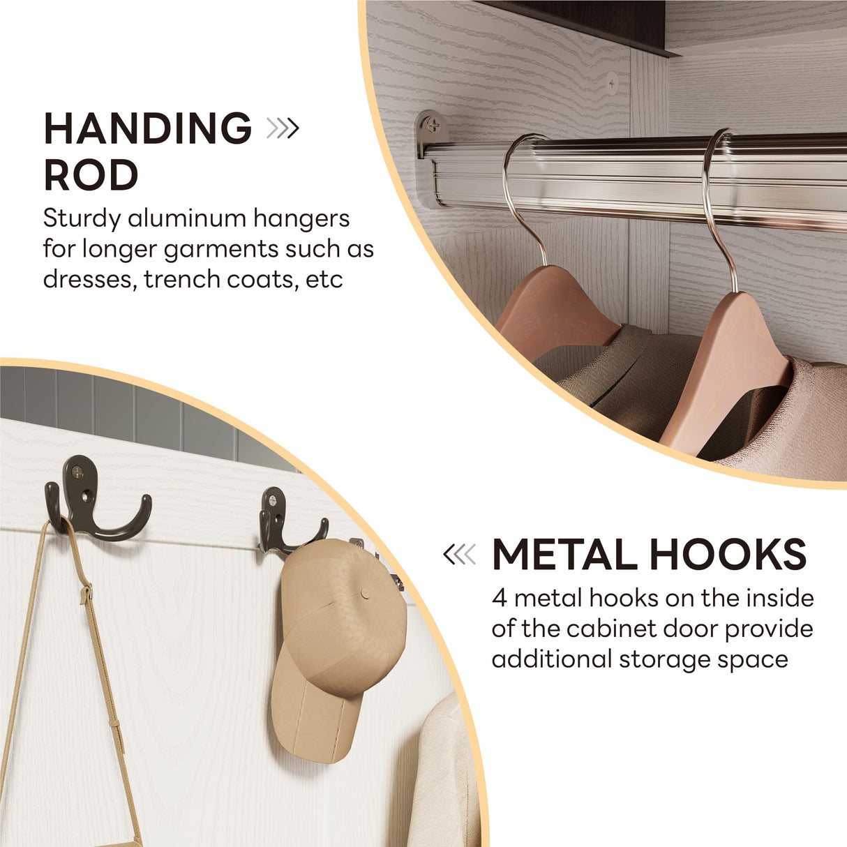 LIKIMIO Armoire Wardrobe Closet with Mirror, 70.1" Wooden Clothing Storage Cabinet with 2 Doors & 2 Drawers, Modern Bedroom Freestanding Wardrobe Combination with Hanging Rod, Cherry with White LIKIMIO