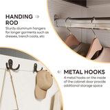 LIKIMIO Armoire Wardrobe Closet with Mirror, 70.1" Wooden Clothing Storage Cabinet with 2 Doors & 2 Drawers, Modern Bedroom Freestanding Wardrobe Combination with Hanging Rod, Cherry with White LIKIMIO