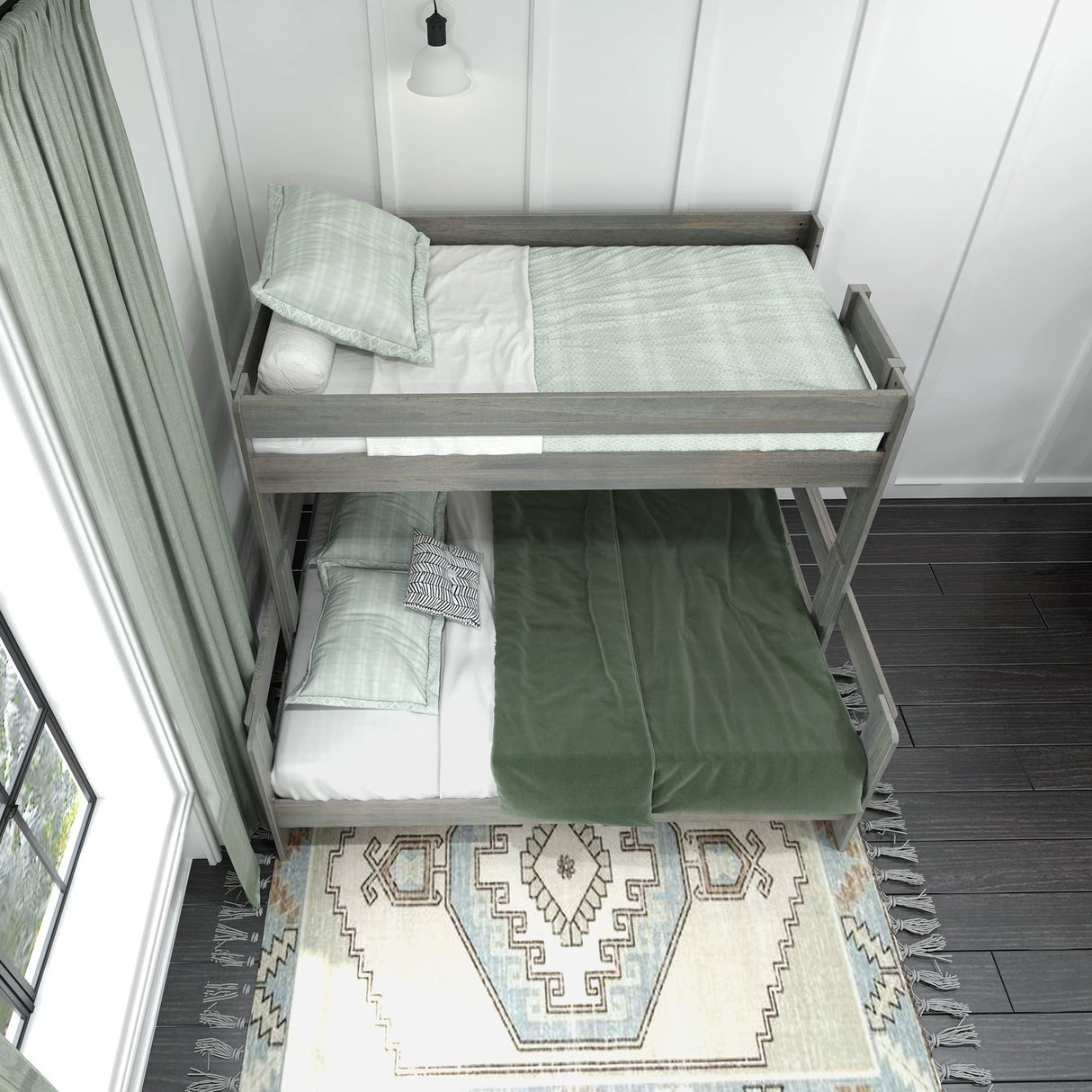 Farmhouse Twin XL Over Queen Bunk Bed by Max & Lily in Driftwood Finish Max & Lily