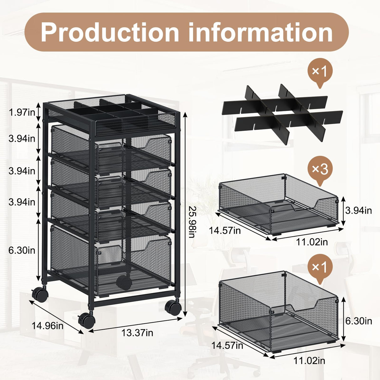 Rolling Utility Cart with 4 Drawers, Craft Organizer and Storage Carts with DIY Divider, Lockable Wheels Storage Organizer for Art Supplies, Store for Brushes & Paints & Artifacts & Small Parts Hayexiha