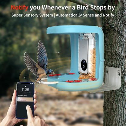 Qidoubird Smart Bird Feeder with Camera, Outdoor Bird Feeder Camera Solar Powered, Real Time Notifications, 1296P HD Live Video Bird Feeder Camera, Ideal Gifts for Bird Lovers (with Solar Pan - WoodArtSupply