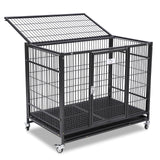 Homey Pet 37 inch Stackable Open Top Heavy Duty Dog Crate Cage for Medium Dog with Wheels and Removable Tray Homey Pet