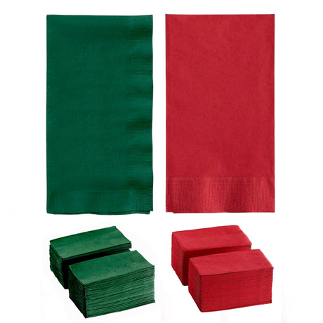 Perfectware 2PLY Christmas Paper Dinner Napkins. Pack of 100CT in Green and Red. 15 x 17 Paper Dinner Napkin Set Perfectware