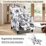 PALLOME Upholstered Wingback Recliner Chair, Mid Century Modern Manual Push Back Recliner for Living Room, Bedroom (1, Blue Floral) PALLOME