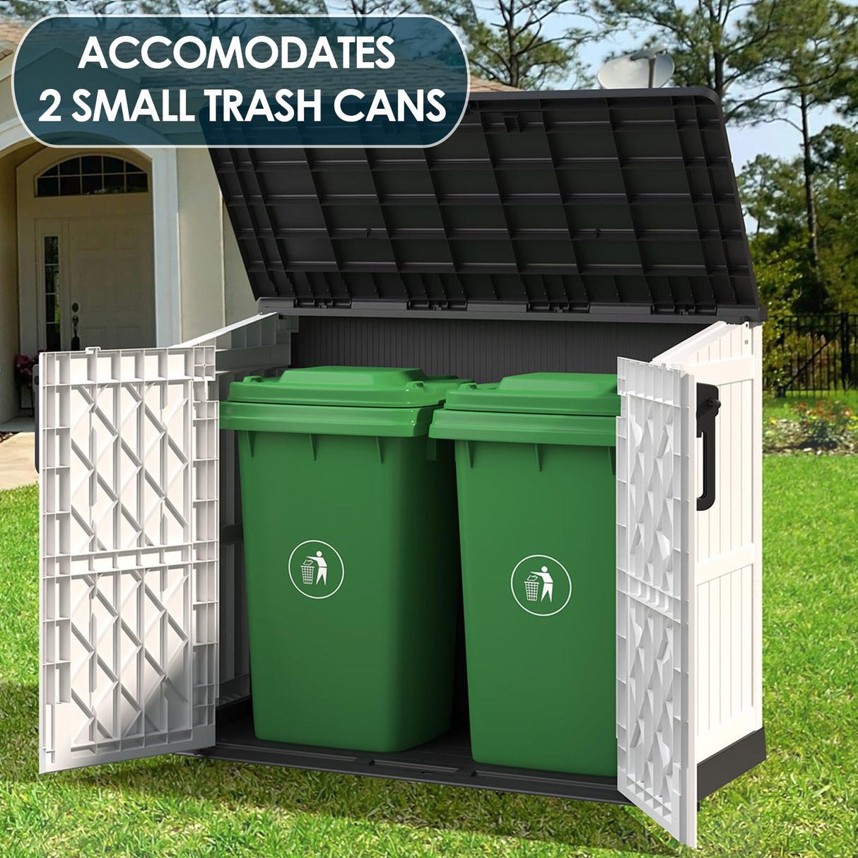 LHBGO Light Gray Outdoor Resin Storage Shed 36 Cu. Ft. Garden Horizontal Storage Extra Large Capacity Weather Resistant Storage Box, Lockable Resin Waterproof Shed for Garbage Cans, Garden Tools LHBGO