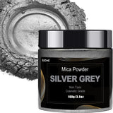 Silver Mica Powder Pigment (100g) -Cosmetic Grade Metallic Mica Powder for Epoxy Resin, Lip Gloss, Soap,Candle Making,Bath Bombs,Tumblers, Jewelry, Dyes, and DIY Crafting Projects(Silver Grey, 3.5oz) BIJIZME