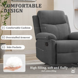 Korser Recliner Chair, Manual Recliner for Adults with Side Pocket, Small Recliners for Small Spaces, Adjustable Comfy Overstuffed Corduroy Reclining Chairs for Living Room, Reading, Bedroom, Grey Korser