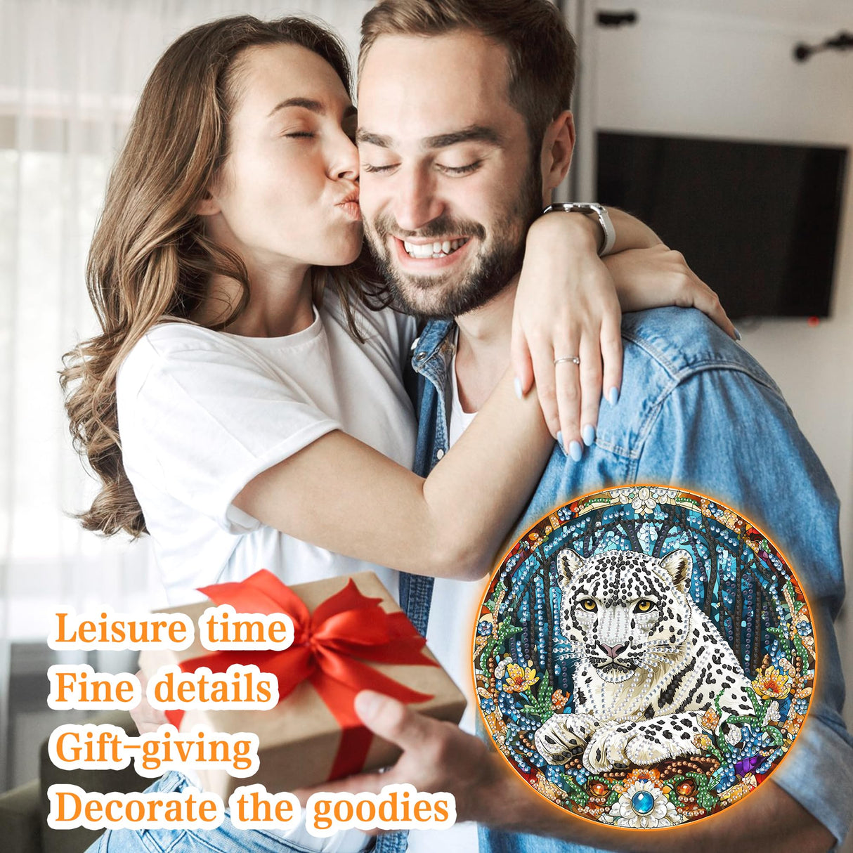 Ginfonr Diamond Painting Kits Hanging Pendant, Tiger Sun Catcher for Front Door Sign, Animal Rhinestone Diamond Decor for Porch, Double Sided Home Hanging Kits for Garden Wall Window (8 x 8inch) Ginfonr