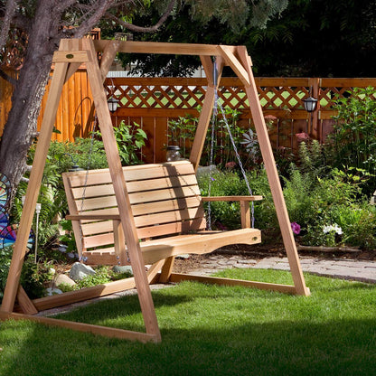 All Things Cedar PS60 Porch Swing | 5Ft Outdoor Furniture & Patio Swing | Handcrafted Western Red Cedar | Comfort Springs, Easy Assembly, Sustainable Outdoor Bench 68.5x23x24