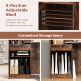 Giantex Reception Desk, Front Counter Desk with Lockable Drawer, Oval Tabletop & Adjustable Shelf, Retail Register Stand, Checkout Table for Office Beauty Salon Reception Room (White & Rustic Brown) Giantex