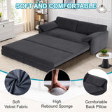 Lyngins 66 Inch Queen Size Sleeper Sofa Bed, 3 in 1 Convertible Pull Out Couch Velvet Loveseat Sofa Couch Bed with Side Pockets for Apartment, Bedroom, Living Room, Dark Gray Lyngins