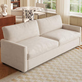 QEZEOM Small Loveseat Sofa, 70.07" Modern Upholstered Couch for Small Spaces, Comfy 2-Seater Sofa with Soft Polyester Velvet, Breathable & Easy to Clean, Cream White QEZEOM