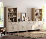 WAMPAT Entertainment Center with Bookshelves for TVs up to 75", Farmhouse Wall Unit TV Stand with 8 Doors & 4 Drawer, Media Console Table for Living Room, Bedroom & Home Theater, Beige WAMPAT