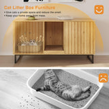 Fienveorn Cat Litter Box Enclosure for 2 Cats, 47.6’’ Litter Box Furniture Hidden with Cat Scratch Pad, Double Room Large Cat Cabinet, Indoor Cat House TV Stand Side Table,Cat Washroom Halitaa