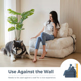 MAXYOYO Folding Sofa Bed, Convertible Sleeper Chair with Pillow Foldable Mattress with Back Support, Portable Fold Out Chair Bed Comfy Floor Sofa Lounge for Living Room Bedroom, Beige, Single MAXYOYO