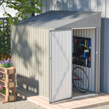 YOPTO 4x8 FT Outdoor Storage Shed,Lean to Lockable Metal Garden Shed Steel with Reinforced Beams,All Weather Waterproof Storage House W/Lockable Door&2 Air Vents,for Backyard,Patio,Lawn,Garden,Gray YOPTO