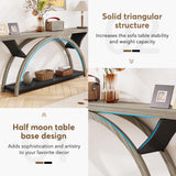 Tribesigns 70.87" Console Table with Storage Shelf, Narrow Long Sofa Table Behind Couch Table, 2-Tier Rustic Entryway Table with Half Moon Frame for Hallway Living Room, Gray & Black (Gray & Black) Tribesigns