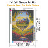 CHWGLFGG 5D Diamond Art Kits for Adults Beginners, Landscape Wine in Glass Diamond Painting Kits, DIY Full Round Drill Paint by Diamonds Dot Gem Art for Adults, Home Wall Decor 12x16 Inch CHWGLFGG