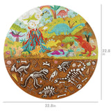 boppi Dinosaurs Round Jigsaw Puzzle with 100% Recycled Card T-rex Stegosaurus and Triceratops Fossils 150 Pieces for Children 5 6 7 8 Years 58cm Diameter boppi