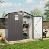 Vigo huseeo 6x3.6FT Outdoor Storage Shed, Galvanized Steel Garden Shed with Lockable Door & Window, Waterproof Metal Tool Storage for Garden, Backyard, Patio, Lawn(Peak Roof) Vigo huseeo