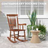 Outsunny Outdoor Wood Rocking Chair, 350 lbs. Porch Rocker with High Back for Garden, Patio, Balcony, Teak Outsunny