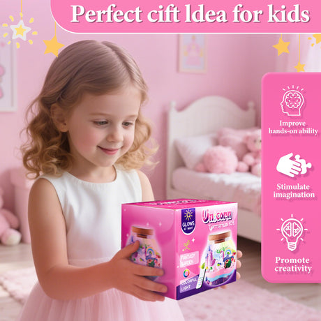Unicorn Light-Up Terrarium Kit for Kids Birthday Gift for Girls Ages 4 5 6 7 8-12 Year Old - Unicorn Toys for Girls LED Night Light Birthday Gift DIY Arts and Crafts Kit for Kids AOFEGRLT