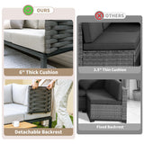 PIZZELLO 8 Pieces Patio Furniture Set Metal All Weather Outdoor Sectional Patio Sofa Seating Couch with 6" Thick Cushions and 2 Coffee Tables (Beige) PIZZELLO