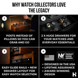 Holme & Hadfield Premium 17-Slot Wooden Watch Display Case – Extra Large Handcrafted Men’s Watch Box with Two Drawers – Father’s Day Gift for Crazy Collectors – Luxury Built to Last Holme & Hadfield