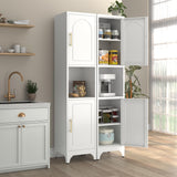 UNICOLY 75" Tall Kitchen Pantry Storage Cabinet, Pantry Cabinet with Doors and Shelves, Microwave Stand, for Laundry, Living Room, Bathroom, Dinning Room, Assembly Required, White UNICOLY