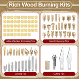 Lothee 136 Pieces Wood Burning Kit Wood Burning Tools Set Wood Burner Tips Adjustable Temperature Pen Stencils with Wood Chips for Wood Burner DIY Embossing Carving Crafts Lothee